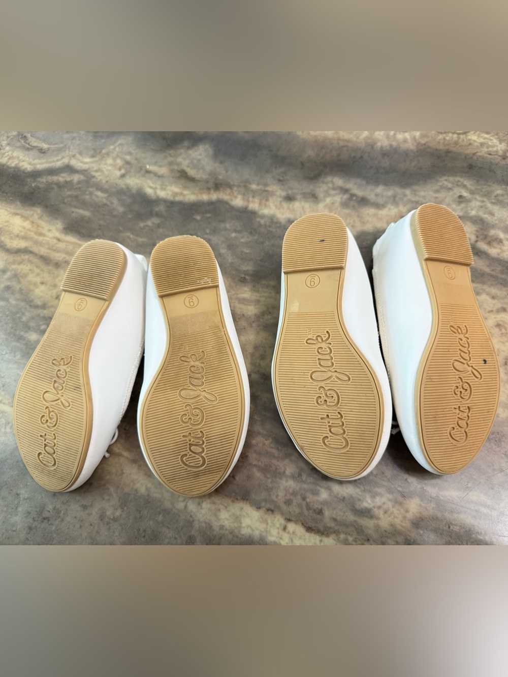 2 Pairs Cat & Jack White Ballet Flats Girls Size 9 – Excellent Used Condition - Picture 7 of 7